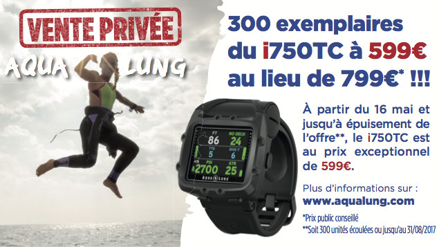 Vente Privée Aqua Lung : l'ordinateur i750TC à 599€ au lieu de 799€ ! Vente Privée Aqua Lung : l'ordinateur i750TC à 599€ au lieu de 799€ !